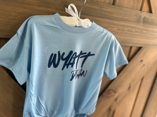 Name in Monochrome BLUE: Tee or Romper