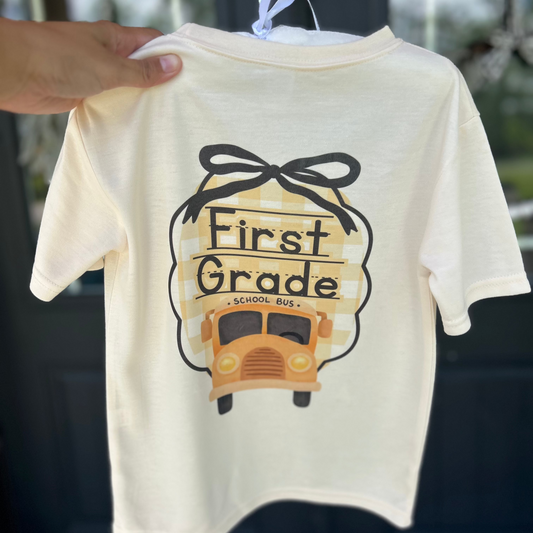 Personalized Grade Tees: Bus with Bow