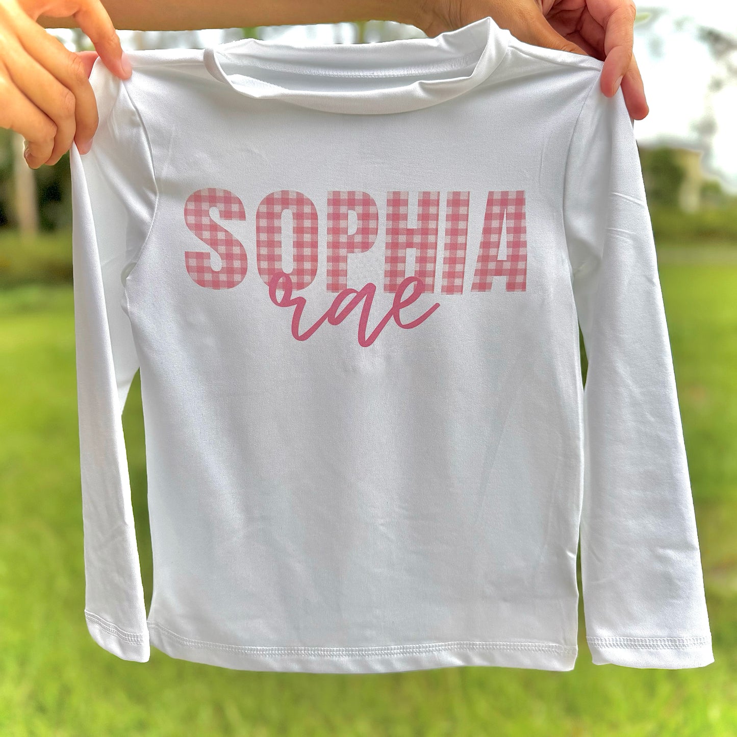 Pink Gingham Rash Guard